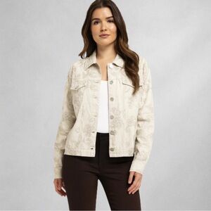 Orvis Linen Blend Women’s Jacket 6 Beige Floral Embroidered Lightweight
